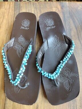 Yellow Box Dawn Turquoise Stones Sandals Size 9